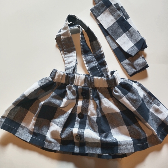 Other - Navy and White Buffalo plaid suspenders skirt 12m